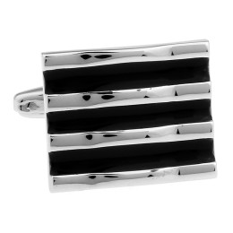 Mansetinööbid - emailitud reljeefne must triip Mansetinööbid - emailitud reljeefne must triip